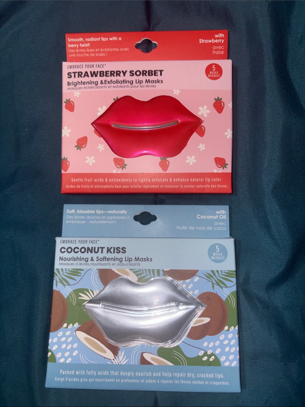 Embrace Your Face - Strawberry Sorbet & Coconut Kiss Lip Masks - 2 x 5